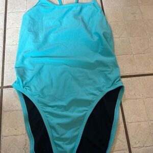 Jolyn Clothing Turquoise and Black One Piece Swimsuit
